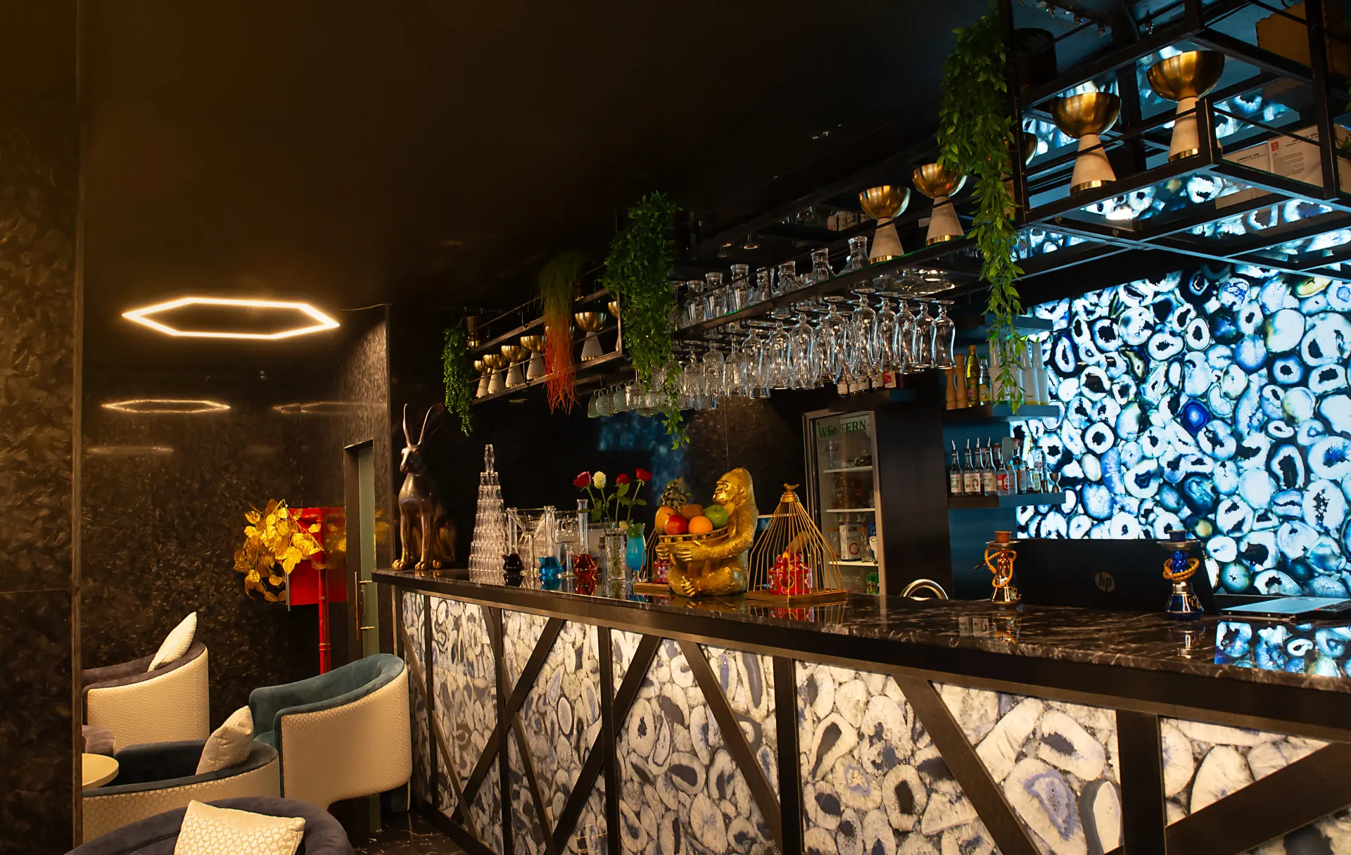 Late-night lounge atmosphere at Dr. Sheesha, Al Karama