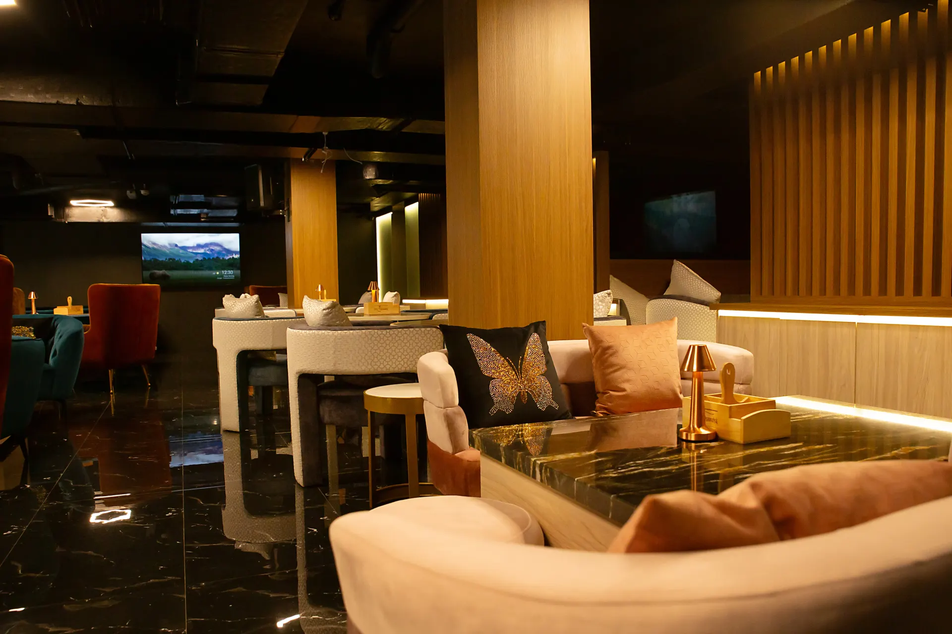 Interior of the Dr. Sheesha shisha cafe in Al Karama