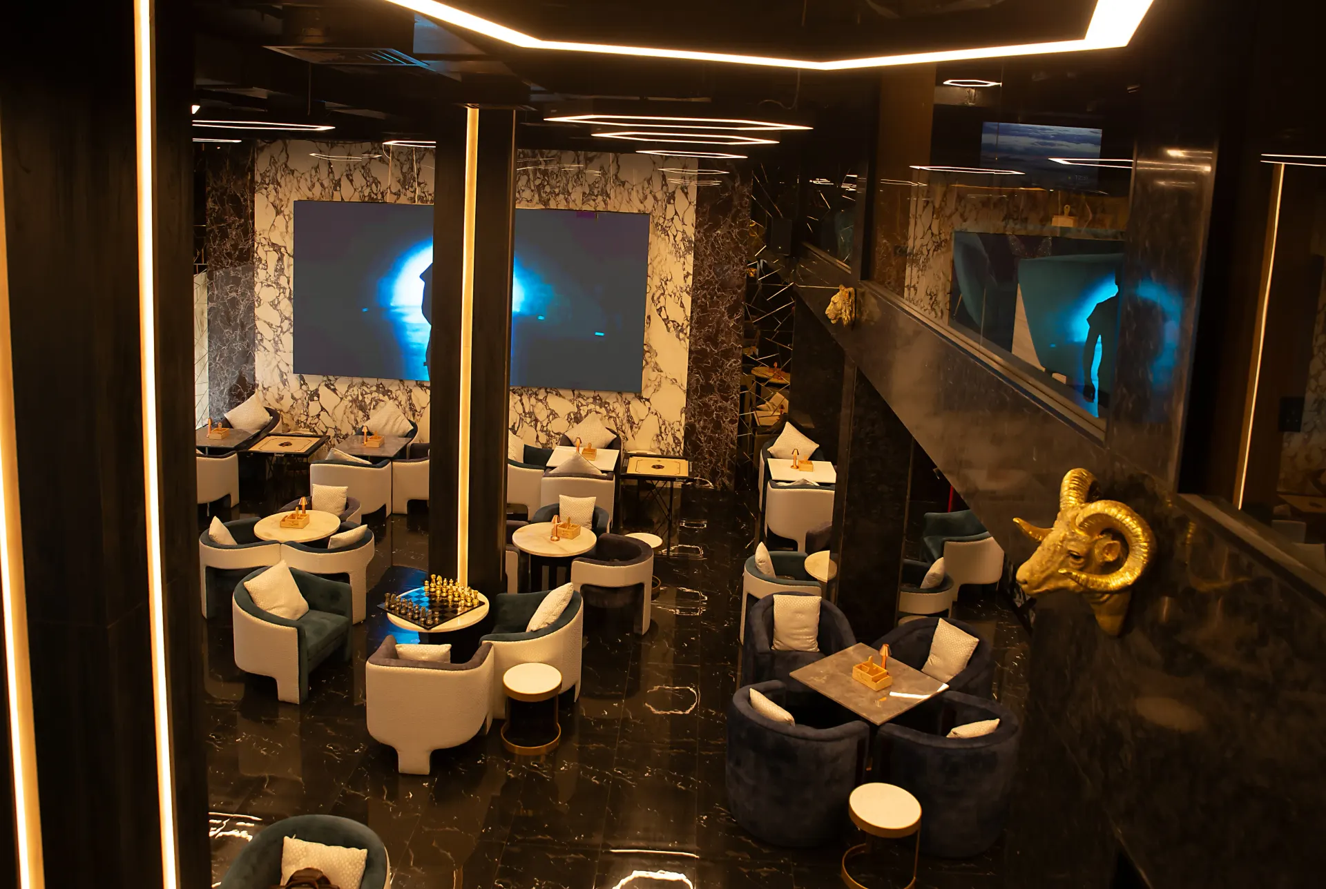 Late-night lounge atmosphere at Dr. Sheesha, Al Karama