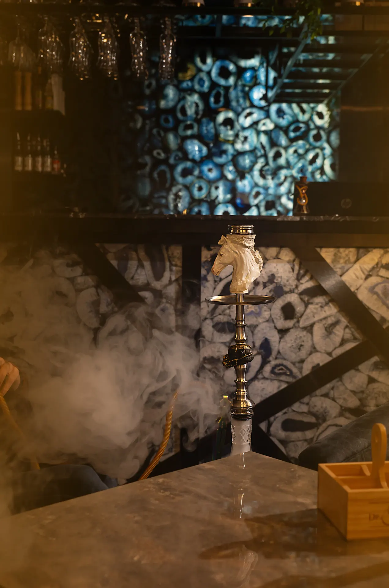 Interior of the Dr. Sheesha shisha cafe in Al Karama