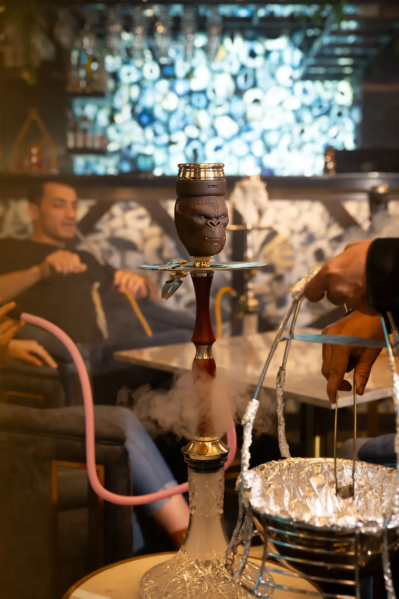 Interior of the Dr. Sheesha shisha cafe in Al Karama