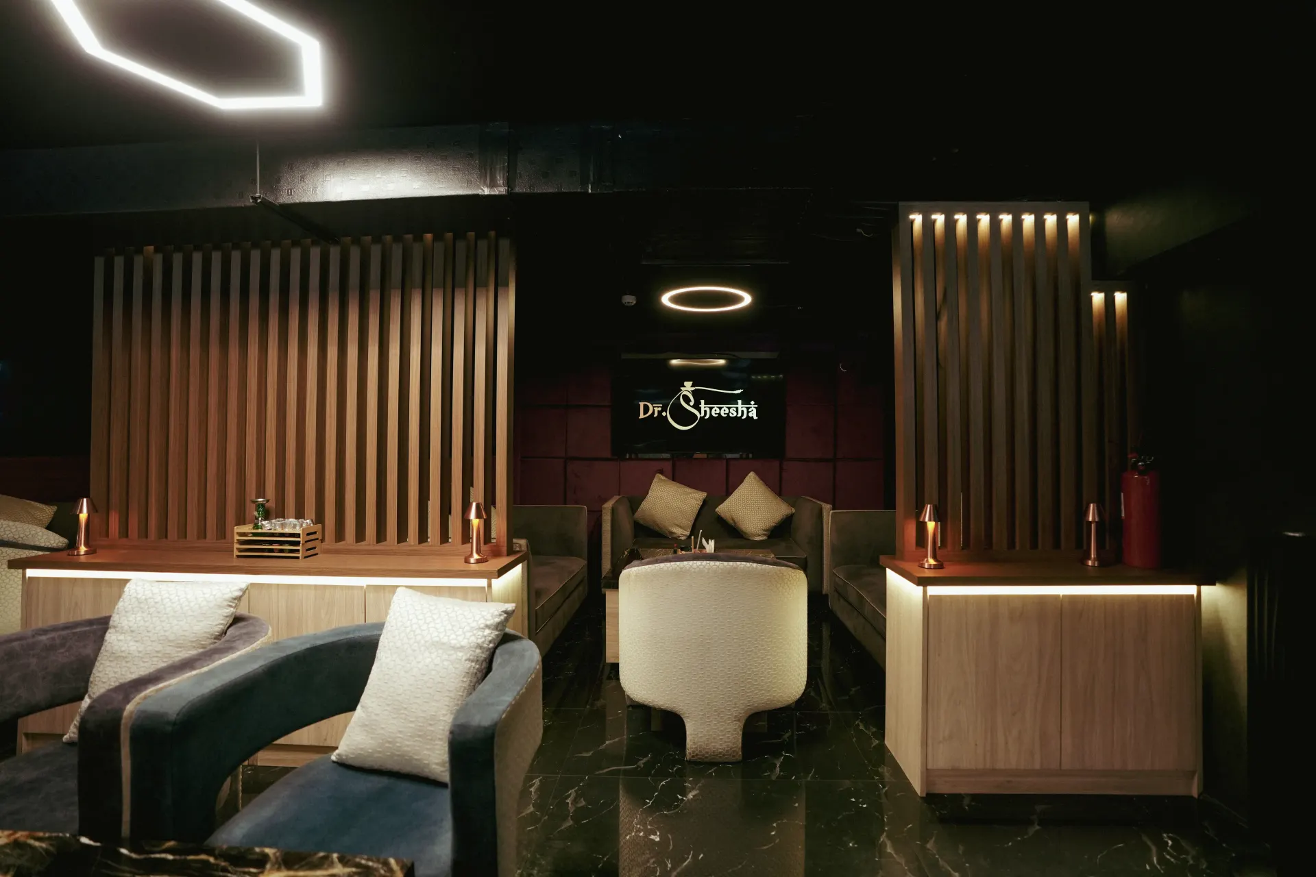 Lounge seating at Dr. Sheesha, Al Karama, Dubai
