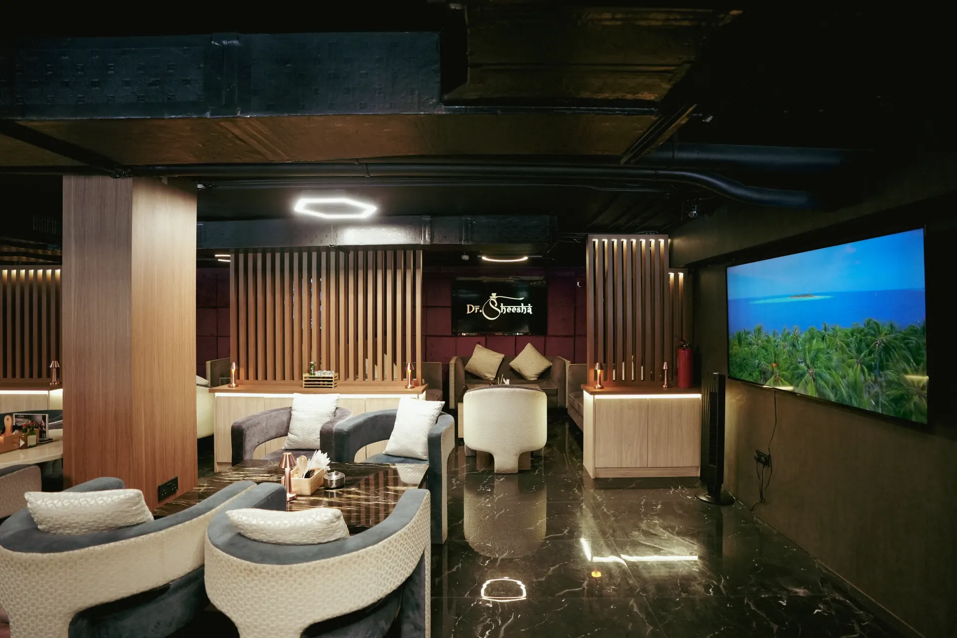 Interior of the Dr. Sheesha shisha cafe in Al Karama