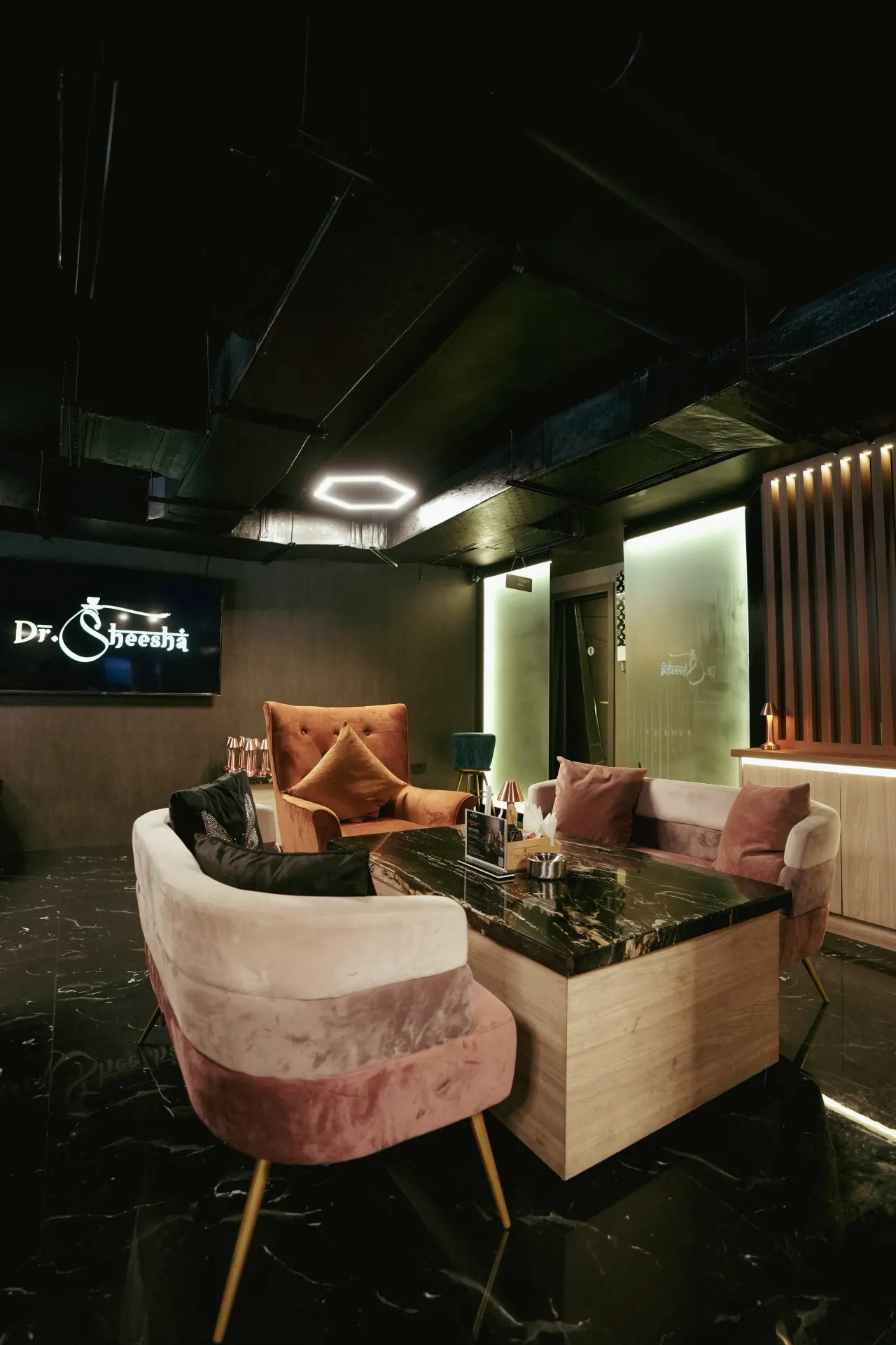 Lounge seating at Dr. Sheesha, Al Karama, Dubai