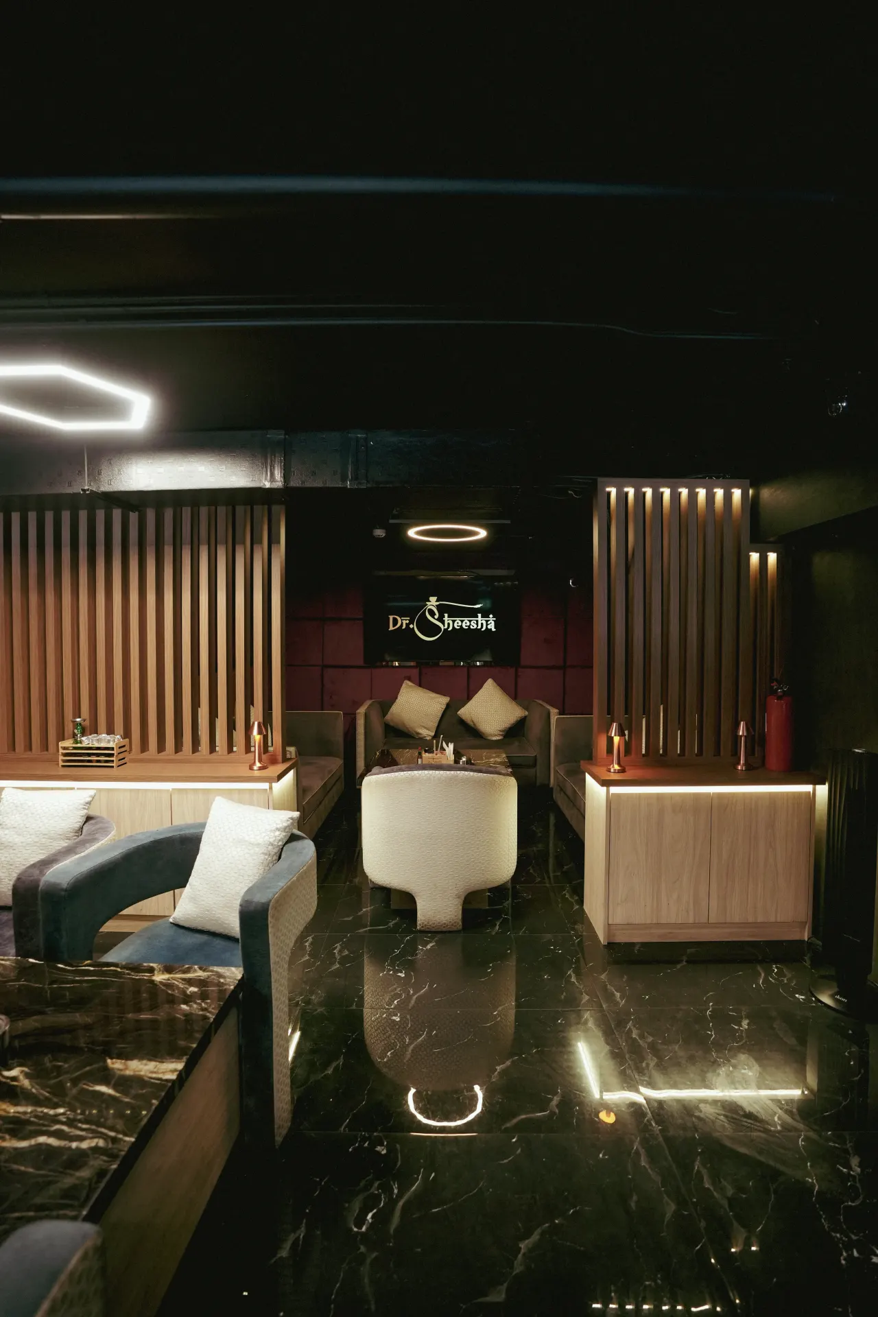 Lounge seating at Dr. Sheesha, Al Karama, Dubai