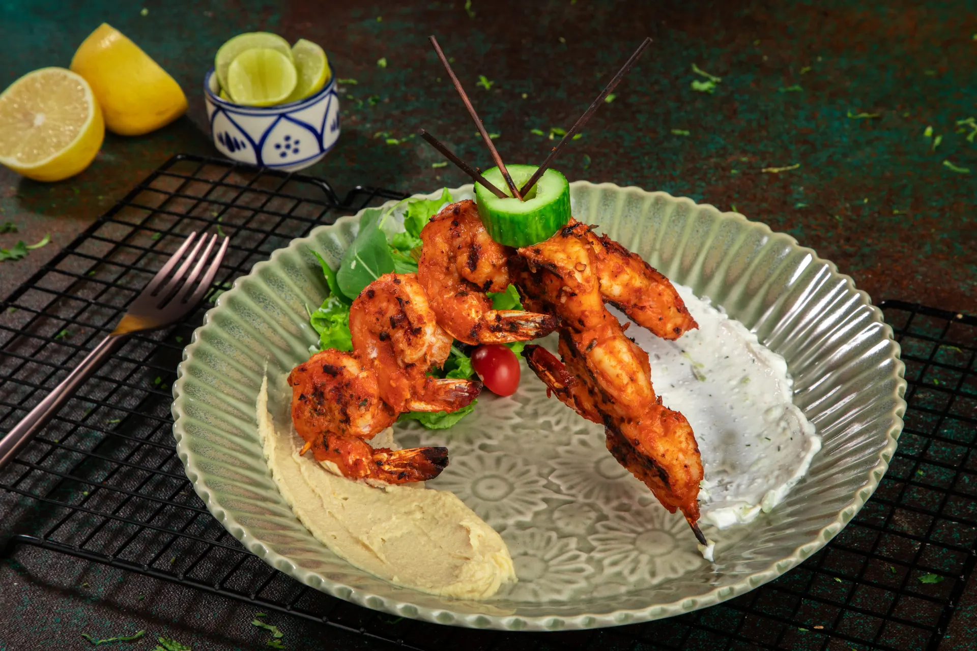 Dinner plate at Dr. Sheesha dining lounge, Al Karama