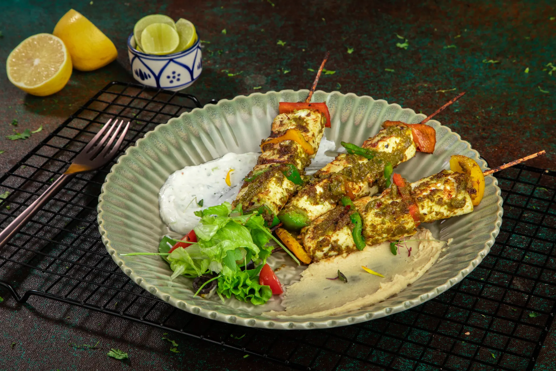 Dinner plate at Dr. Sheesha dining lounge, Al Karama